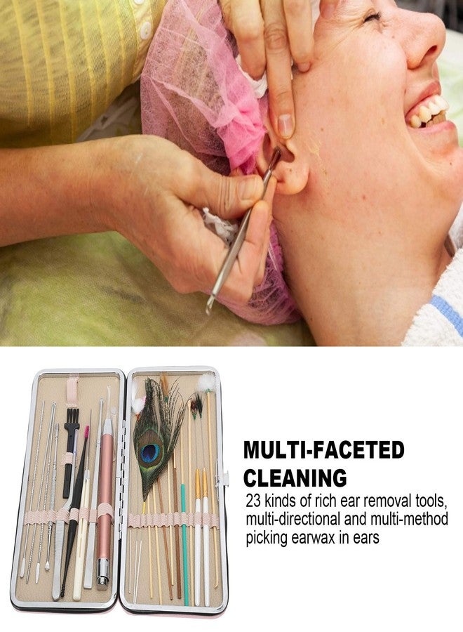 ZJchao Ear Wax Removal Tool, 23psc Spiral Ear Pick Sets Double Ended Ear Scoop Spoon Ear Care Supplies for Woman Man Earwax Removal Ear Cleaning Tools Set(23 Pieces of Cherry Powder Ear Picking Set) - Image 2